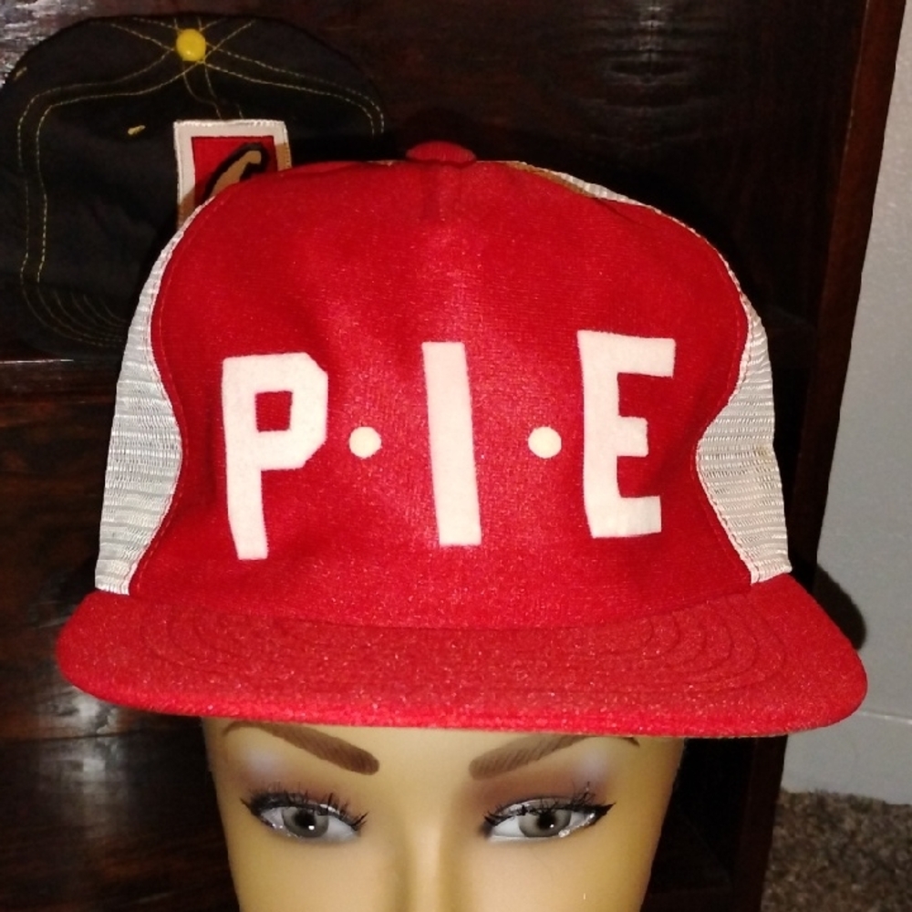 Vintage Red P*I*E TRUCKER hat Snapback